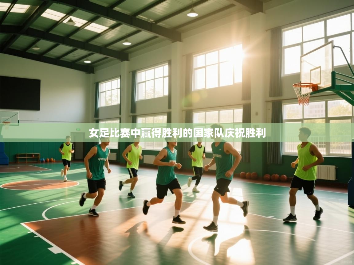 女足比赛中赢得胜利的国家队庆祝胜利